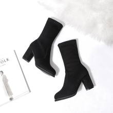 RTS middle calf fashion and classic stretch suede girl  winter boot shoes for woman and lady